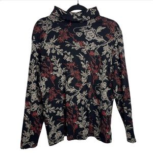 Womens Floral plus size long sleeve shirt